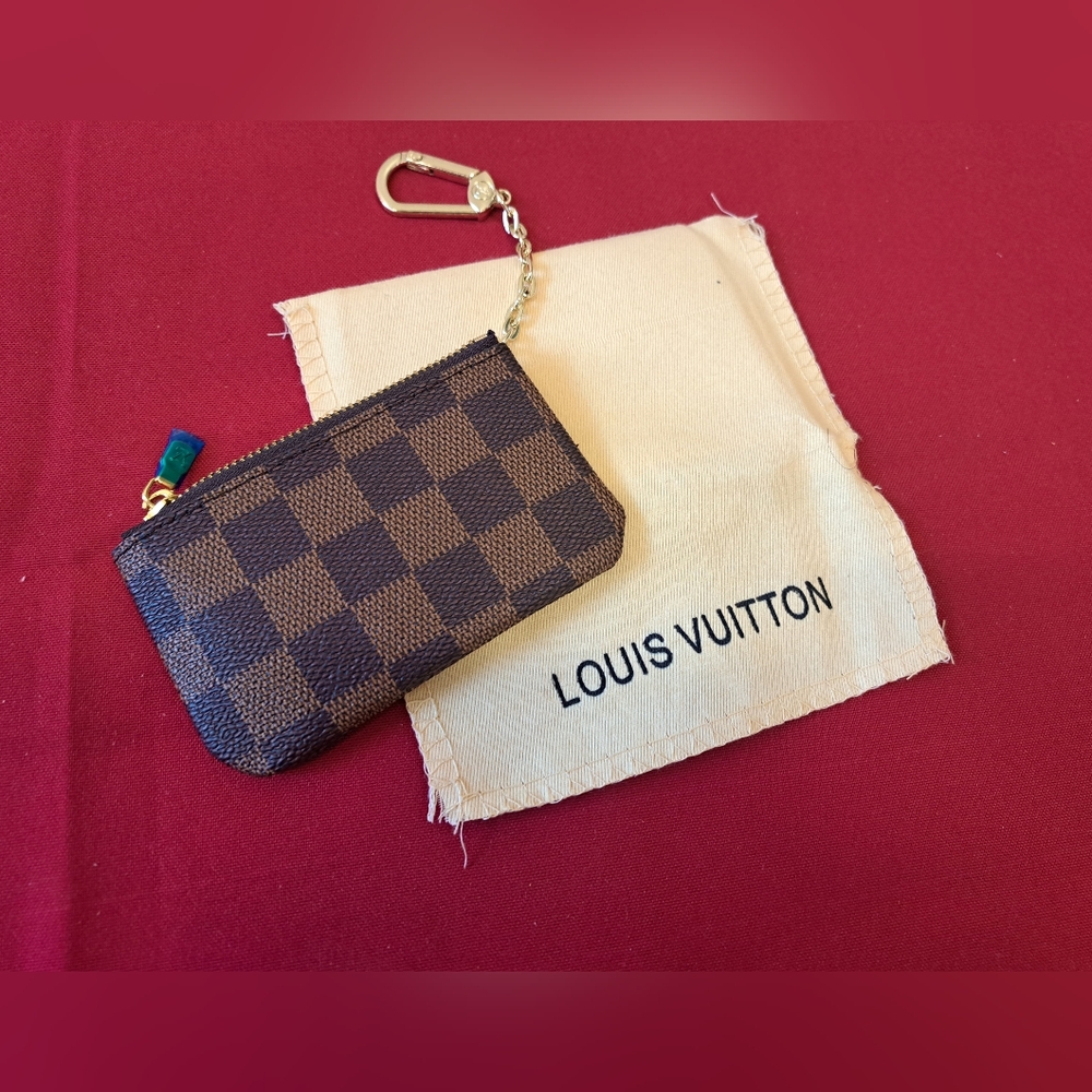 Louis Vuitton Key Pouch Leather Small Bag Coin Purse.